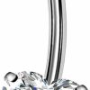 OUFER Oufer Titanium Belly Rings 14G G23 Solid Titanium Faceted Cubic Zirconia Navel Rings Belly Button Body Piercing Jewelry | Body Piercing Barbells