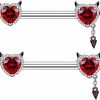 Niaspi 14G Devil Heart Nipple Rings For Women Girls Red Cubic Zirconia Bat Wings Straight Barbell Nipplerings Retainer Nipple Body Piercing Jewlry | Body Piercing Barbells