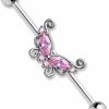 Pierced Owl Pierced Owl - 14Ga 316L Surgical Steel Cz Crystal Butterfly Industrial Barbell | Body Piercing Barbells