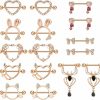 CrazyPiercing Crazypiercing 8 Pairs Cute Nipple Rings Surgical Stainless Steel Barbell Nipple Rings 18G Nipple Piercing Jewelry Set For Women Man (Rose Gold) | Body Piercing Barbells