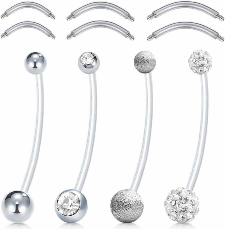 MODRSA Modrsa Pregnancy Belly Button Rings Long Bar 38Mm Sport Maternity Flexible Bioplast Clear Navel Belly Rings Piercing Retainer For Pregnant Women Mix Style | Body Piercing Barbells