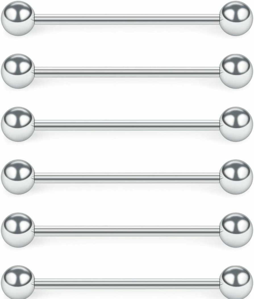 SCERRING Scerring 6Pcs 14G Industrial Barbell Cartilage Earring Body Piercing Jewelry 28Mm 32Mm 35Mm 38Mm 40Mm | Body Piercing Barbells