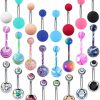 EVELICAL Evelical 24-50Pcs 14G Stainless Steel Belly Button Rings For Women Girls Cz Screw Navel Bars Body Piercing Jewelry | Body Piercing Barbells