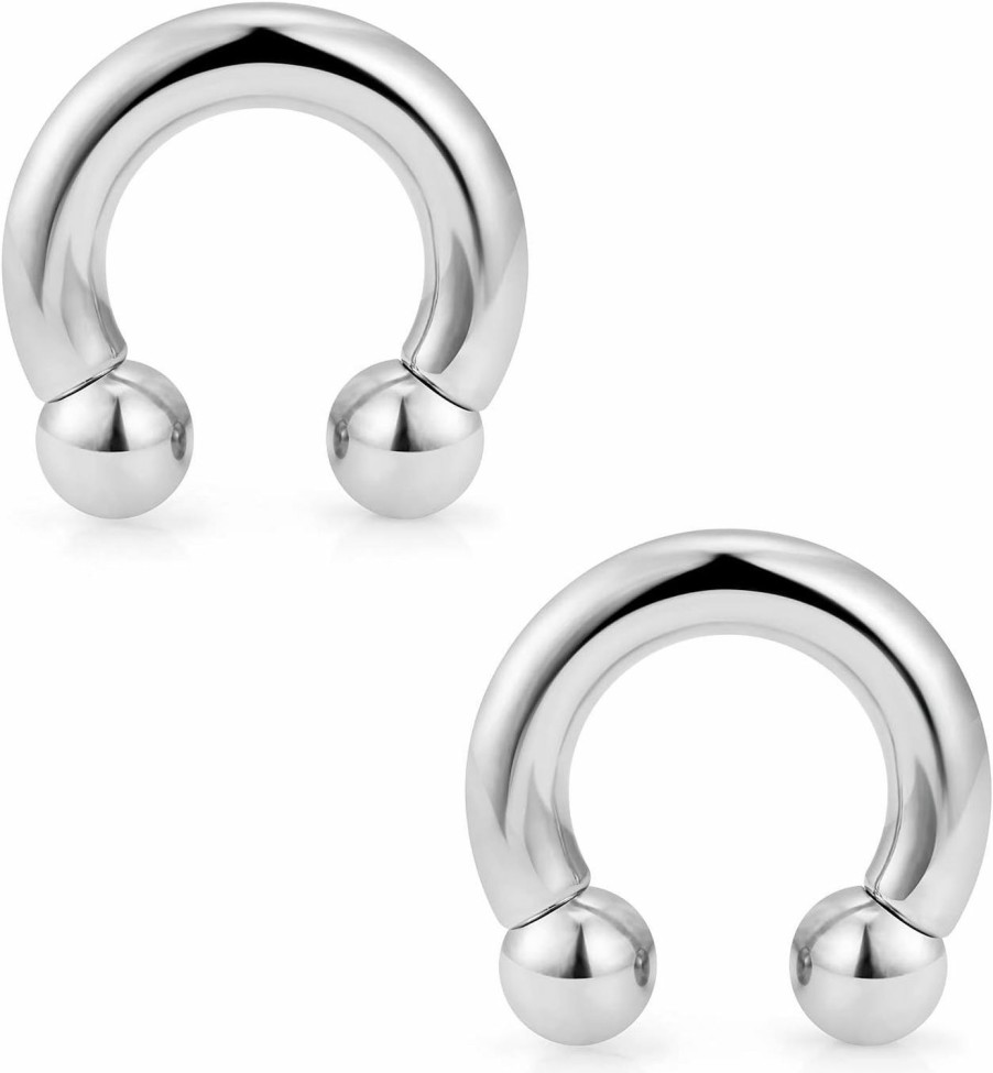 Ftovosyo Ftovosyo 2Pcs Pa Ring Horseshoe Circular Barbell 316L Surgical Steel Internally Threaded 00G 0G 2G 4G 6G 8G 10G Pierced Body Jewelry For Women 12Mm 16Mm 19Mm | Body Piercing Barbells