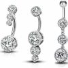 OUFER Oufer 3Pcs Belly Button Rings, Clear Cz 316L Surgical Steel 14G Belly Rings Dangle Navel Rings Belly Rings Belly Piercing Jewelry | Body Piercing Barbells