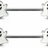 Pierced Owl Pierced Owl 14Ga 316L Stainless Steel Happy Little Ghost Ends Nipple Barbells, Sold As A Pair | Body Piercing Barbells