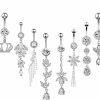 NEWITIN Newitin 10 Pieces 14G Belly Button Rings Dangle 316L Surgical Steel Navel Rings Cubic Zirconia Belly Piercing Jewelry Belly Dangle Rings For Women Girls | Body Piercing Barbells