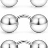 Yaalozei Yaalozei 3Pcs 16G Stainless Steel Externally Threaded Curved Barbell Tragus Ring Cartilage Jewelry W 6Mm 8Mm 10Mm Big Balls | Body Piercing Barbells