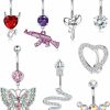 Drperfect Drperfect Belly Button Rings For Women 14G Stainless Steel Belly Rings Navel Rings Cute Butterfly Snake Devil Heart Dangle Belly Button Piercing Jewelry | Body Piercing Barbells