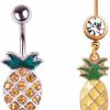 COLORFUL BLING Colorful Bling 316L Stainless Steel Fruit Pineapple Navel Rings Crystal Belly Button Rings Body Piercings Jewelry | Body Piercing Barbells