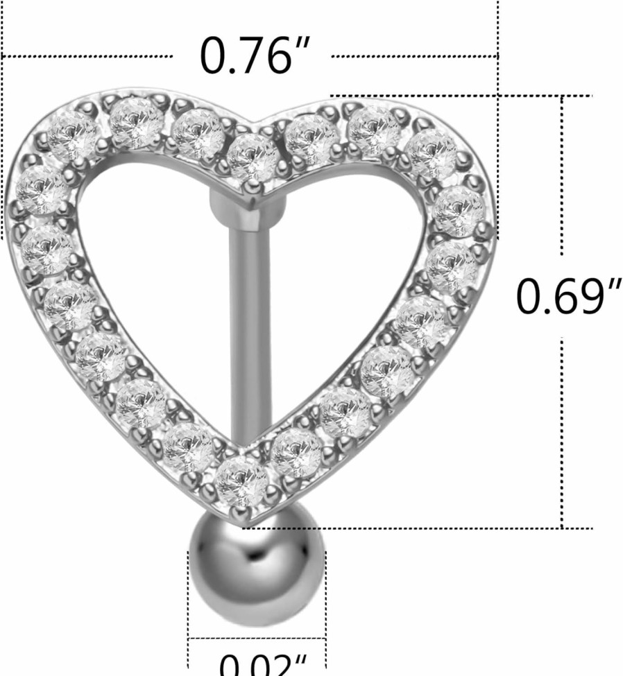 Gmai Gmai Belly Button Ring For Women Pave Cz Heart Navel Rings Dangle Butterfly Belly Rings Navel Piercing Jewelry For Women | Body Piercing Barbells