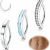 FIBO STEEL Fibo Steel 3Pcs 14G Clicker Belly Button Ring For Women Surgical Steel Cz Opal Belly Rings Simple Reverse Navel Rings Belly Piercing Body Jewelry Set | Body Piercing Barbells