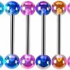 COLORFUL BLING Colorful Bling Candy Color Tongue Rings Set Ball Tongue Nipple Ring Piercing 14G Surgical Steel Acrylic Barbell Tongue Retainer Bar For Women Men Body Jewelry Length 16Mm | Body Piercing Barbells