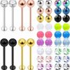 Ocptiy Ocptiy 16G Cheek Dimple Piercing Jewelry Flat Back Tongue Rings And Replacement Balls Extra Long Lip Labret Rings Studs Piercing Jewelry Retainer For Men Women 14Mm 16Mm 19Mm Bar Length | Body Piercing Barbells