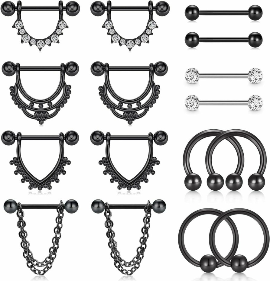 Anicina Anicina 14G Nipple Rings Nipplering For Women 14Mm 16Mm Straight Tongue Rings Barbell Nipple Rings Piercing Jewelry | Body Piercing Barbells