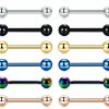 Amoina Amoina 12 Pcs 14G Multicolor Stainless Steel Straight Barbell Tongue Rings Bars Piercing 5/8\" Length Hypoallergenic | Body Piercing Barbells