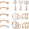 YACHY Yachy 18Pcs 16G Eyebrow Piercing Jewelry For Women Men, Eyebrow Rings Rook Earrings Rook Piercing Jewelry Belly Lip Ring Curved Barbells Eyebrow Piercing Cartilage Daith Helix Tragus Body Piercings | Body Piercing Barbells