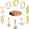 YADOCA Yadoca 10Pcs Clicker Belly Button Ring For Women Surgical Steel Cz Belly Rings Simple Bar Reverse Curved Navel Rings Hoop Clicker Segment Belly Barbell Piercing Jewelry Gold Silver Rose Gold Tone 14G | Body Piercing Barbells