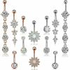 YOVORO Yovoro 12Pcs 14G Stainless Steel Dangle Belly Button Rings For Women Girls Navel Rings Barbell Body Piercing Jewelry | Body Piercing Barbells