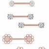 Hnxnskt Hnxnskt 3 Pairs Stainless Steel Nipple Ring Cz Straight Barbell Rhinestone Nipple Studs Nipple Body Piercing Jewelry For Women | Body Piercing Barbells