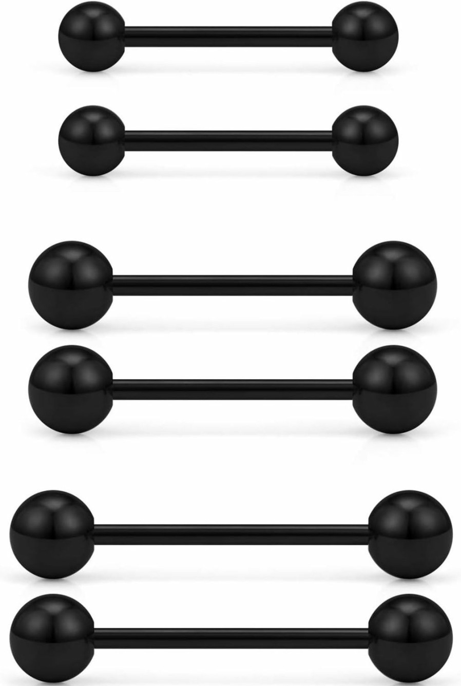 Yaalozei Yaalozei 16G Tongue Rings Nipple Piercings 316L Surgical Steel Mix Sizes Straight Nipple Tongue Rings Barbells Body Piercing Jewelry For Men Women 12Mm 14Mm 16Mm | Body Piercing Barbells