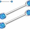 PEAKLINK Peaklink 14G Nipple Jewelry G23 Solid Titanium Nipple Rings 1 Pair Nipple Barbell Cz Opal Bridge Piercing Jewelry Straight Nipple Bar Internally Threaded Tongue Piercing Jewelry 12-18Mm For Women Men | Body Piercing Barbells