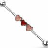 Pierced Owl Pierced Owl 14Ga 316L Stainless Steel Triple Glitter Heart Industrial Barbell | Body Piercing Barbells