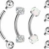 Dyknasz Dyknasz Internally Threaded Eyebrow Piercing Jewelry Surgical Steel Curved Barbell Tiny Eyebrow Ring Vertical Labret Lip Jewelry Ear Rook Navel Small Belly Button Ring For Women Men 16G | Body Piercing Barbells