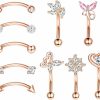 EVISPOL Evispol 10Pcs Eyebrow Piercing Jewelry Eyebrow Rings 16G Curved Barbell Cartilage Earring Lip Belly Rings Daith Rook Earrings Helix Conch Piercing Tragus Earrings For Women Men | Body Piercing Barbells