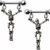 Pierced Owl Pierced Owl 14Ga 316L Stainless Steel Skeleton Dangling Nipple Barbells, Sold As A Pair | Body Piercing Barbells