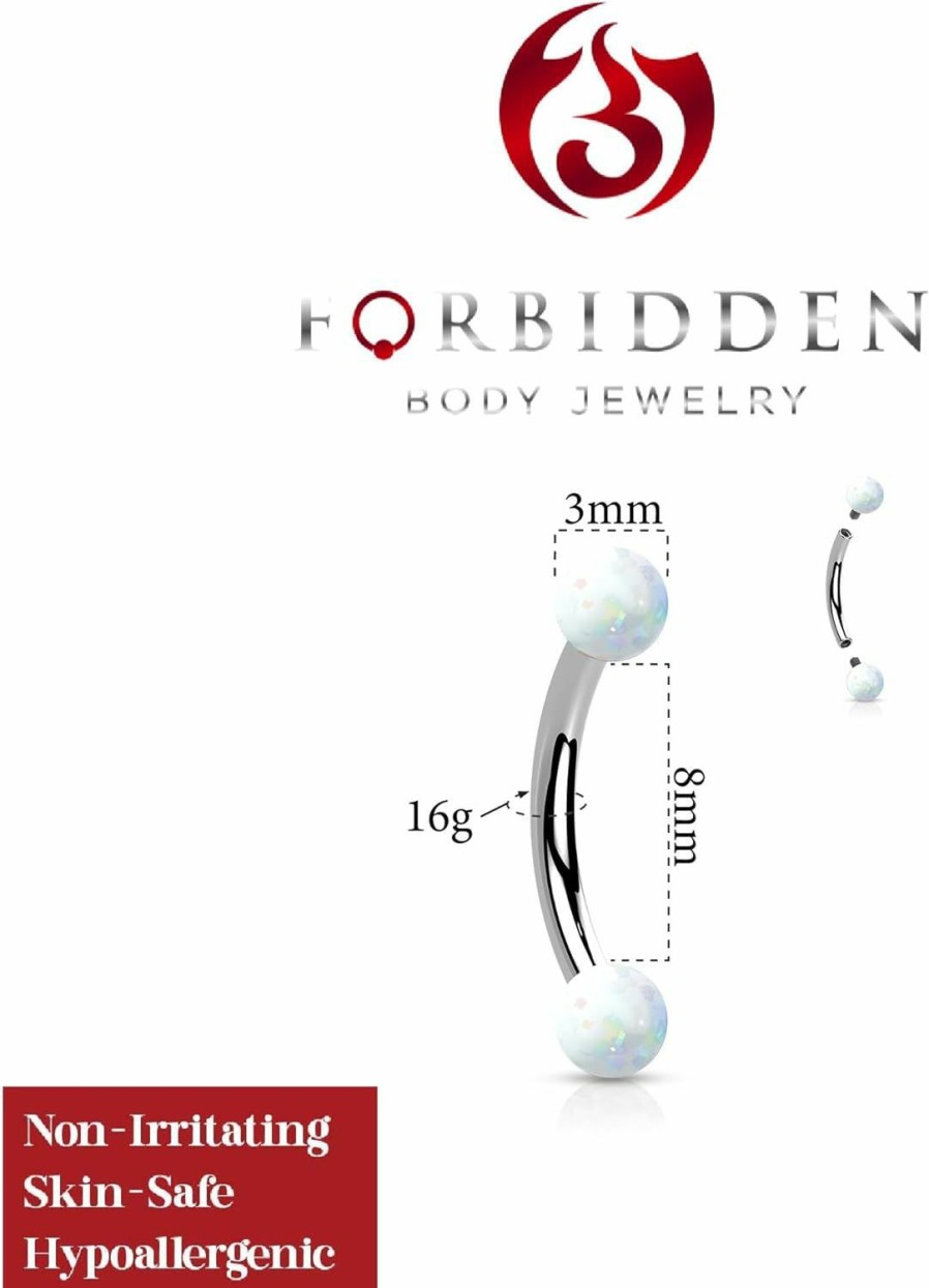 Forbidden Body Jewelry 16G 8Mm Simulated Opal Daith Earring, Eyebrow Ring And Rook Piercing Jewelry, Internally Threaded | Body Piercing Barbells