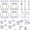 Yaalozei Yaalozei 30Pcs 16G Cartilage Earrings For Women Forwards Helix Earring Hoop Rook Daith Conch Tragus Earrings Stainless Steel Piercing Jewelry For Women Men | Body Piercing Barbells