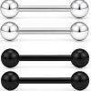 ROSTIVO Rostivo Tongue Rings For Women Stainless Steel Stud Barbell Tongue Ring 14 Gauge 5Mm Ball Nipple Bars Piercing Jewelry 4 Pcs | Body Piercing Barbells