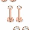 Ruifan Ruifan 2-4Mm Round Clear Cz Gem Internally Threaded Labret Monroe Lip Ring Tragus Nail Helix Earring Stud Barbell Piercing Jewelry 6-10Mm Bar 16G 6Pcs | Body Piercing Barbells