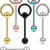 Prjndjw Prjndjw 14G Tongue Rings Door Knocker Tongue Ring Surgical Steel Tongue Rings Body Piercing Jewelry For Women Men 7Pcs 16Mm Mixcolour | Body Piercing Barbells