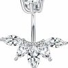 Sllaiss Sllaiss 925 Sterling Silver Belly Button Rings For Women Navel Flower Cz Bar Body Jewelry Piercing | Body Piercing Barbells