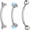 LOLIAS Lolias G23 Titanium 16G Eyebrow Piercing Jewelry Curved Barbell Piercing Ear Navel Belly Lip Ring Rook Piercing Piercing Cz Opal Ball Barbell Piercing Jewelry 6Mm/8Mm/10Mm | Body Piercing Barbells