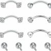 MODRSA Modrsa Rook Piercing Jewelry Rook Earrings For Women Eyebrow Rings Surgical Steel Vertical Labret Jewelry 16G 14G Curved Barbell Snug Daith Surface Tragus Piercing Jewelry Silver Gold | Body Piercing Barbells