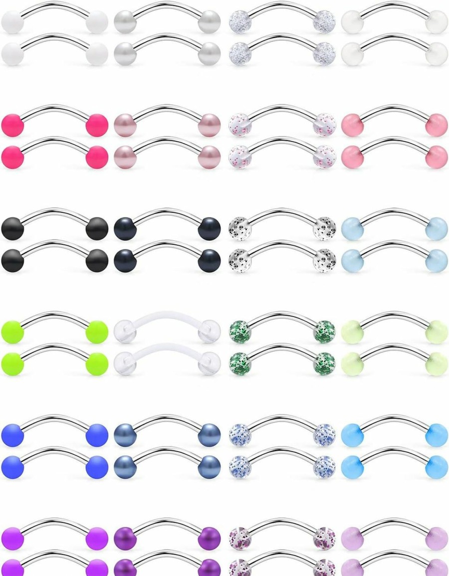 Yaalozei Yaalozei 16G Snake Eye Tongue Rings Glow In Dark Balls Curved Tongue Barbell Frog Eye Tongue Ring Retainer Piercing Jewelry For Women Men 14Mm 16Mm Bar | Body Piercing Barbells