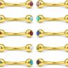 Ruifan Ruifan 10Pcs Mix Color Double Jeweled Diamond Curved Barbell Eyebrow Tragus Lip Ring 16G 8Mm | Body Piercing Barbells