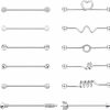 Masedy Masedy 12Pcs 14G 316L Stainless Steel Industrial Barbell Earrings For Women Men Cartilage Helix Piercing | Body Piercing Barbells