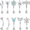 THUNARAZ Thunaraz 16G Rook Daith Earrings For Women Surgical Steel 6Mm Eyebrow Rings Inlaid Cz Opal Turquoise Belly Lip Ring Cartilage Surface Tragus Piercing Jewelry 10 Pcs | Body Piercing Barbells