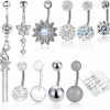 LifeisLuck Lifeisluck 14 G Belly Button Rings For Women, 10 Pcs Belly Button Piercing Jewelry Surgical Stainless Steel Belly Rings For Women Men Navel Rings Piercing (Silver, Clear) | Body Piercing Barbells