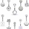 Vsnnsns Vsnnsns 14G Belly Button Rings Belly Rings For Women Stainless Steel Belly Piercing Jewelry Surgical Steel Belly Button Rings Curved Navel Ring Barbell Cz Body Jewelry Piercing 10 Pcs | Body Piercing Barbells