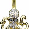 FIFTH CUE Fifth Cue 14G Crystal Paved Octopus 316L Surgical Steel Naval Belly Button Ring | Body Piercing Barbells