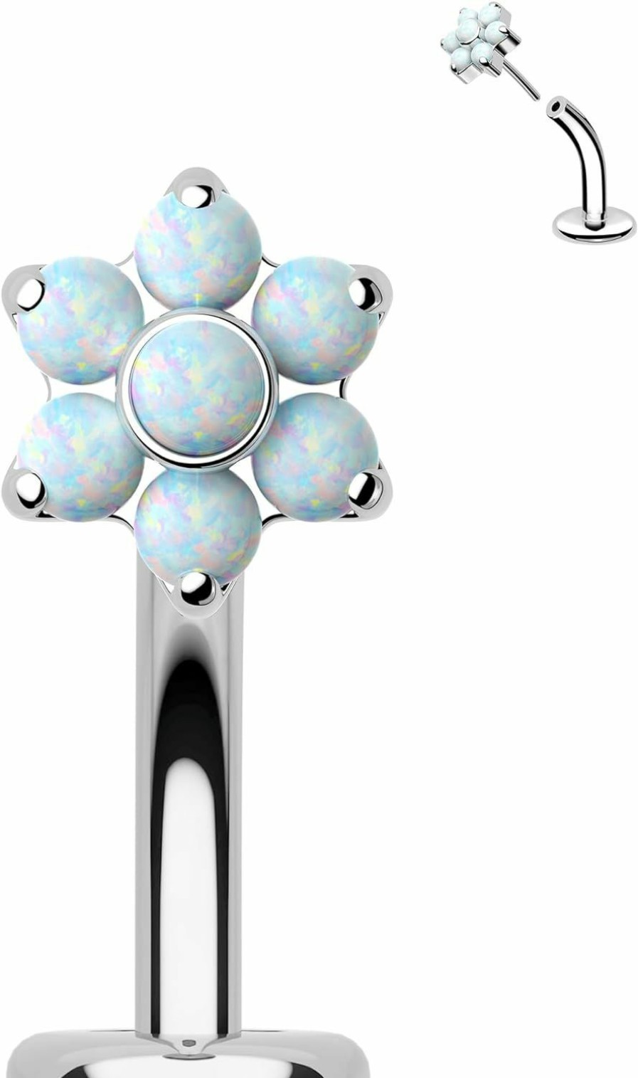 COCHARM Cocharm Minimalist Flower G23 Solid Titanium Belly Button Rings 14G Threadless Push In Belly Navel Rings Flat Back Belly Navel Piercing Jewelry Surgical Steel | Body Piercing Barbells