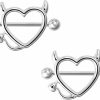 MIFYNN Mifynn 1 Pair Nipple Rings For Women,Devil Heart Nipple Rings Surgical Steel Nipple Piercing Bar Shield Cover Barbell Sexy Piercings Nipple Hoops Piercing Jewelry For Girls | Body Piercing Barbells