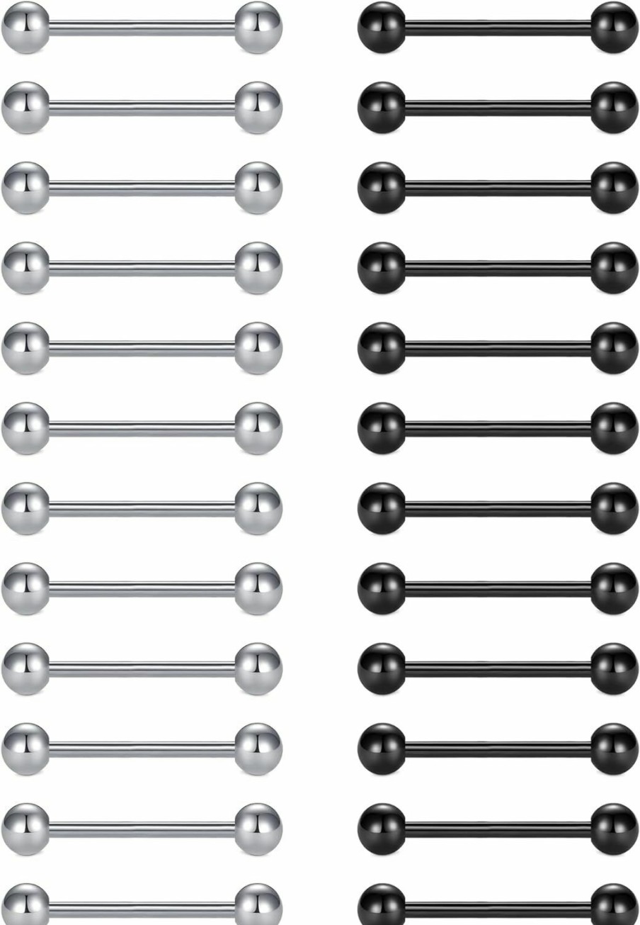 VCMART Vcmart 12Mm-18Mm 14G Tongue Rings Nipple Straight Barbells Surgical Steel Body Piercing Jewelry | Body Piercing Barbells