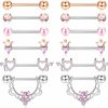 JOERICA Joerica 6 Pairs 14G Nipple Rings For Women 316L Stainless Steel Heart Butterfly Moon Cz Flower Barbell Nipple Rings Set Cute Nipplerings Piercing Jewelry | Body Piercing Barbells