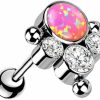 Pierced Owl Pierced Owl - 16Ga G23 Implant Grade Titanium Synthetic Opal With Cz Crystal Ball Cluster Threadless Push-In Barbell | Body Piercing Barbells